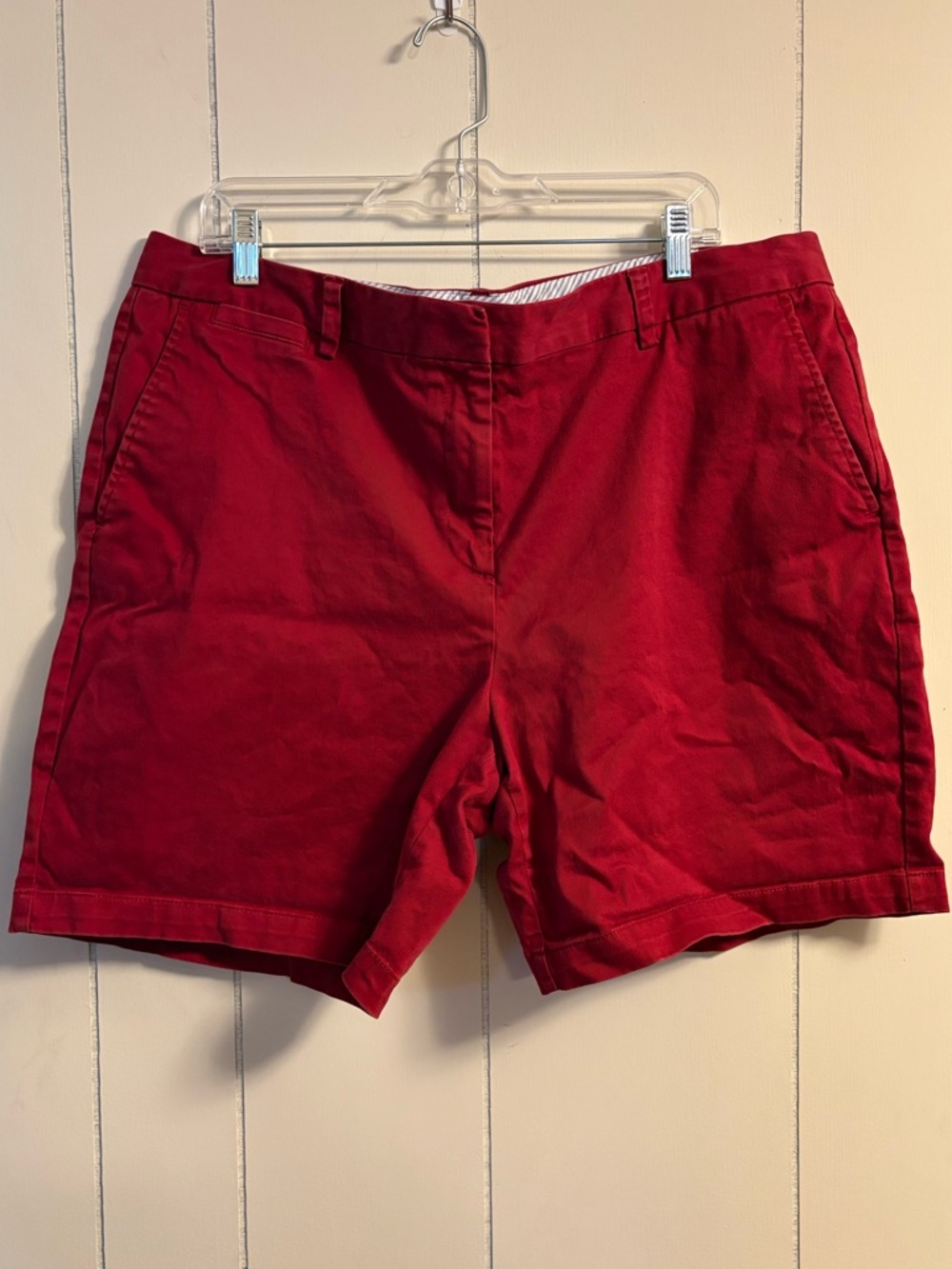 Lands' End Women's Red Cotton Chino Shorts